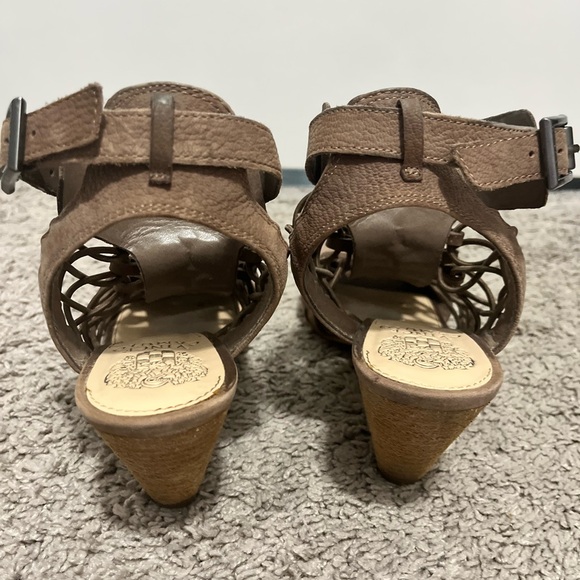 Vince Camuto Brown Heels with Chunky Heel and Adjustable Ankle Strap - Picture 3 of 5